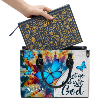 Christian Handbags, Personalized Let Go And Let God Leather Handbag, Religious Bag, Christian Bag
