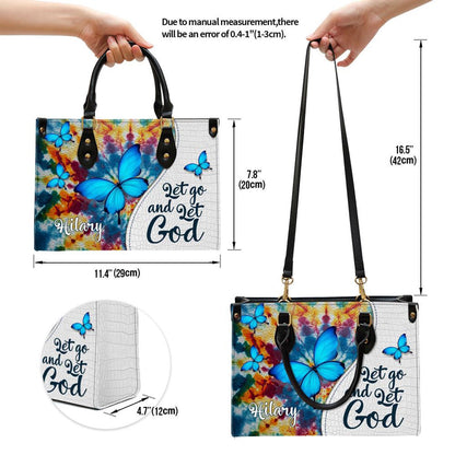 Christian Handbags, Personalized Let Go And Let God Leather Handbag, Religious Bag, Christian Bag