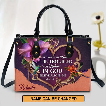 Christian Handbags, Personalized Let Not Your Heart Be Troubled Leather Handbag, Religious Bag, Christian Bag