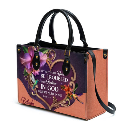 Christian Handbags, Personalized Let Not Your Heart Be Troubled Leather Handbag, Religious Bag, Christian Bag
