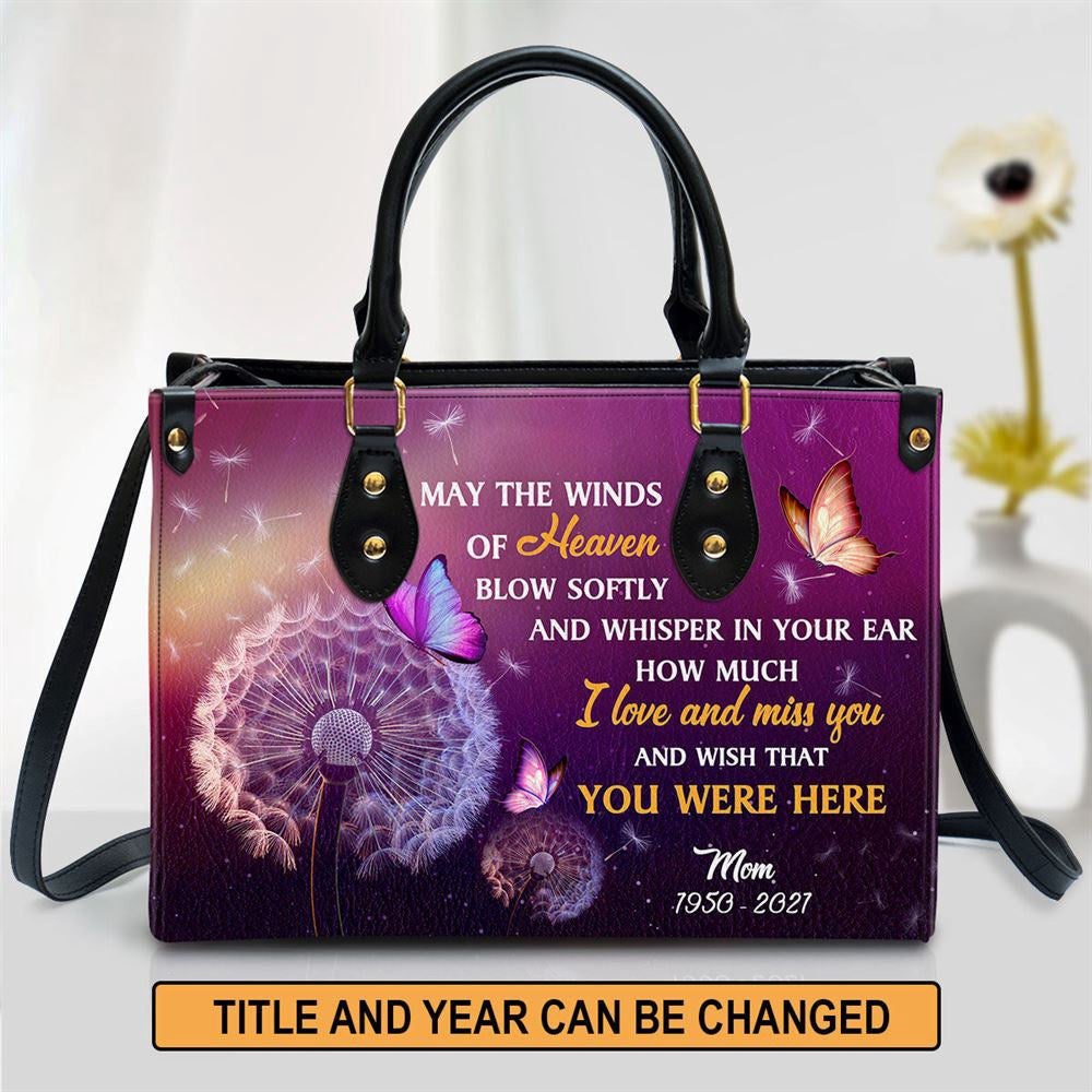 Christian Handbags, Personalized Memorial Leather Handbag, Wish That You Were Here Leather Handbag, Religious Bag, Christian Bag