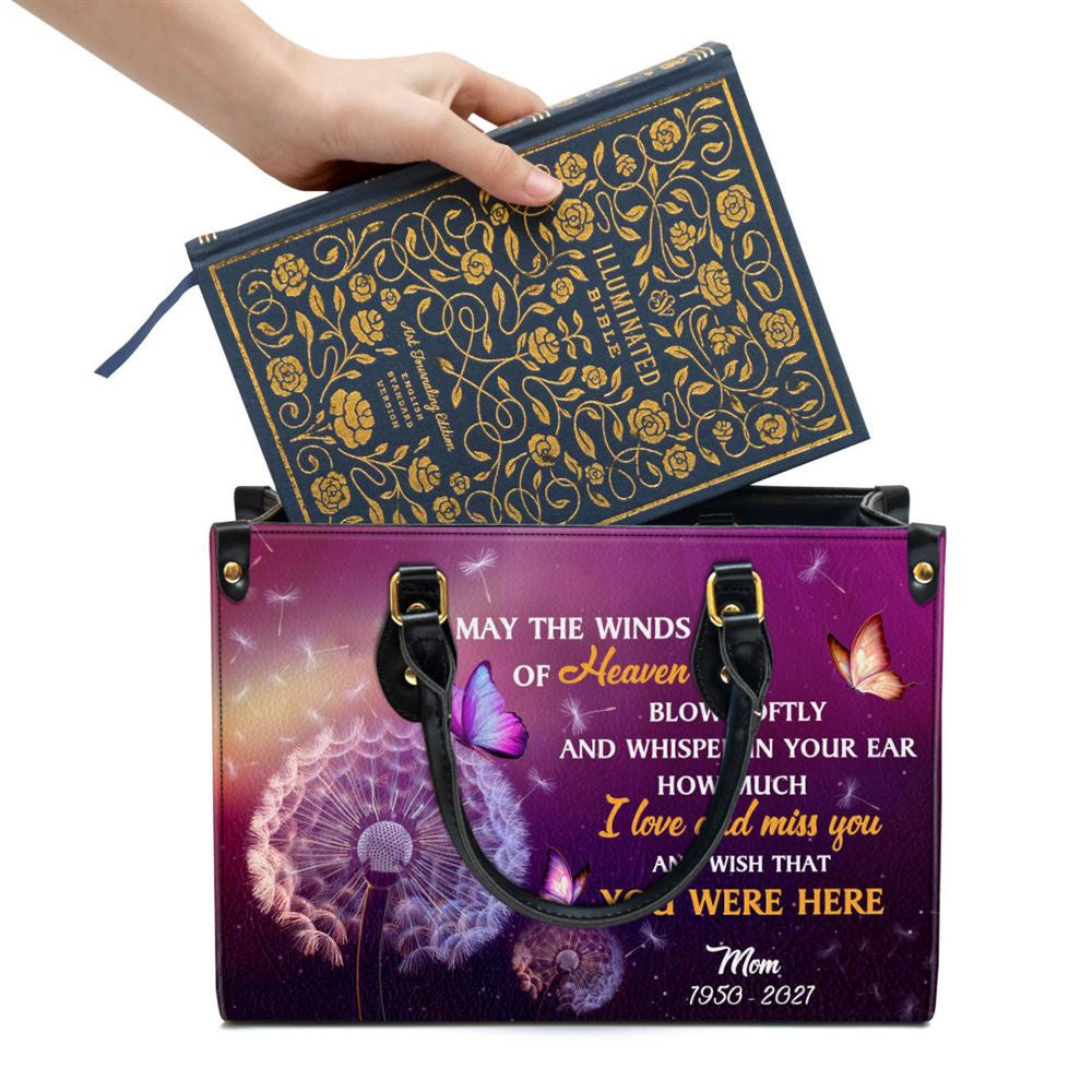 Christian Handbags, Personalized Memorial Leather Handbag, Wish That You Were Here Leather Handbag, Religious Bag, Christian Bag