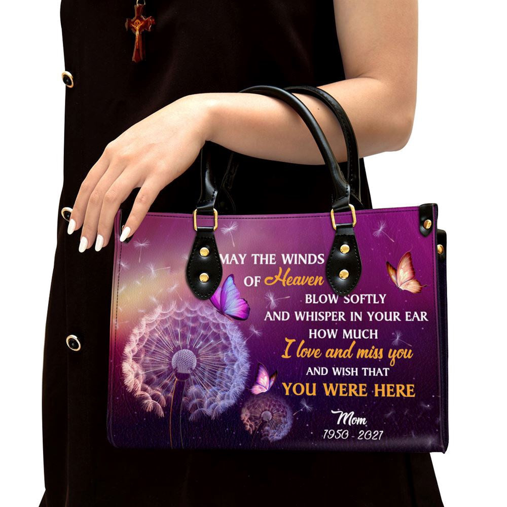 Christian Handbags, Personalized Memorial Leather Handbag, Wish That You Were Here Leather Handbag, Religious Bag, Christian Bag