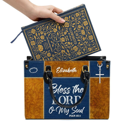 Christian Handbags, Personalized Psalm 1031 Bless The Lord O My Soul Leather Handbag With Handle Christ Gifts Of God, Christian Bag