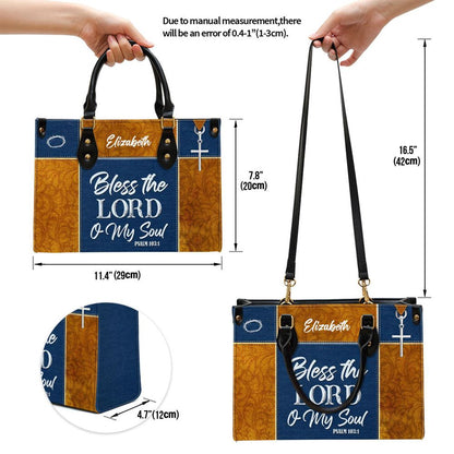 Christian Handbags, Personalized Psalm 1031 Bless The Lord O My Soul Leather Handbag With Handle Christ Gifts Of God, Christian Bag
