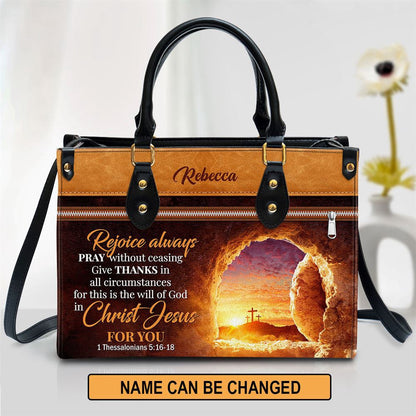 Christian Handbags, Personalized Rejoice Always Pray Without Ceasing Leather Handbag, Religious Bag, Christian Bag