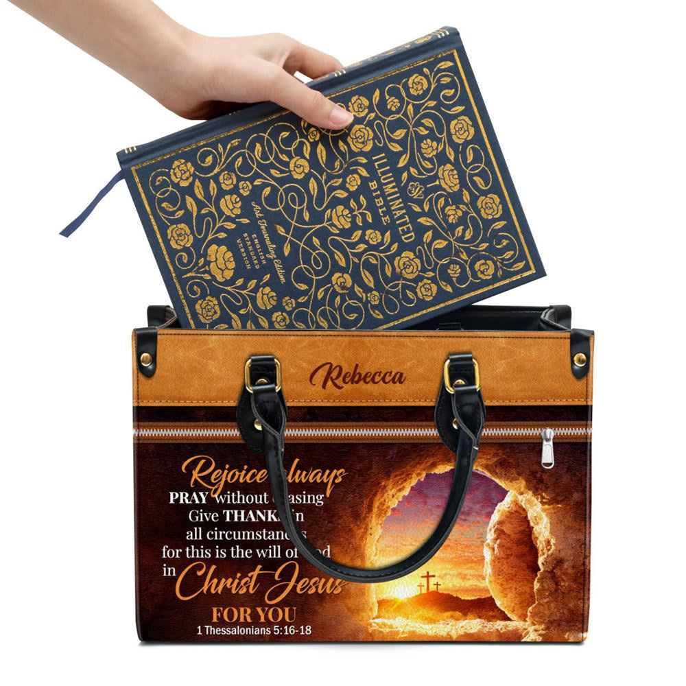 Christian Handbags, Personalized Rejoice Always Pray Without Ceasing Leather Handbag, Religious Bag, Christian Bag