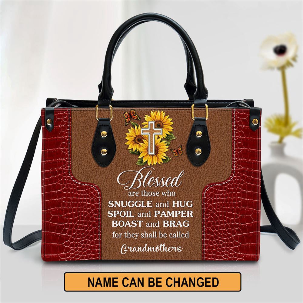 Christian Handbags, Personalized Sunflower Leather Handbag Blessed Are Those Who Spoil And Pamper, Religious Bag, Christian Bag