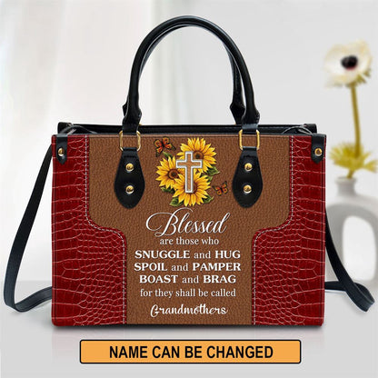 Christian Handbags, Personalized Sunflower Leather Handbag Blessed Are Those Who Spoil And Pamper, Religious Bag, Christian Bag