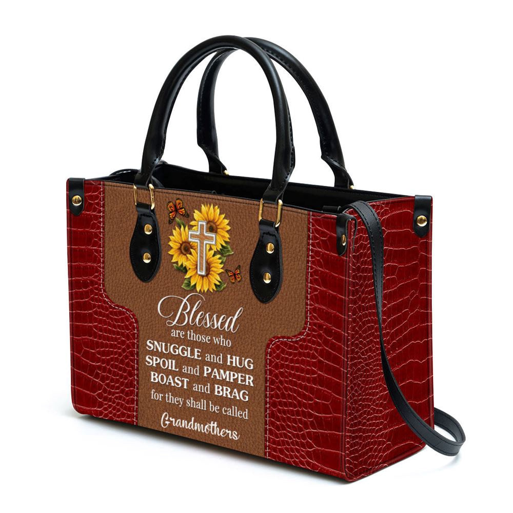Christian Handbags, Personalized Sunflower Leather Handbag Blessed Are Those Who Spoil And Pamper, Religious Bag, Christian Bag