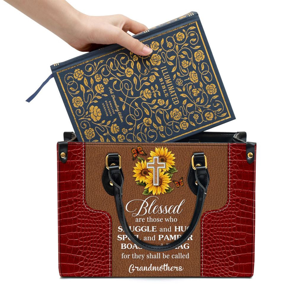 Christian Handbags, Personalized Sunflower Leather Handbag Blessed Are Those Who Spoil And Pamper, Religious Bag, Christian Bag