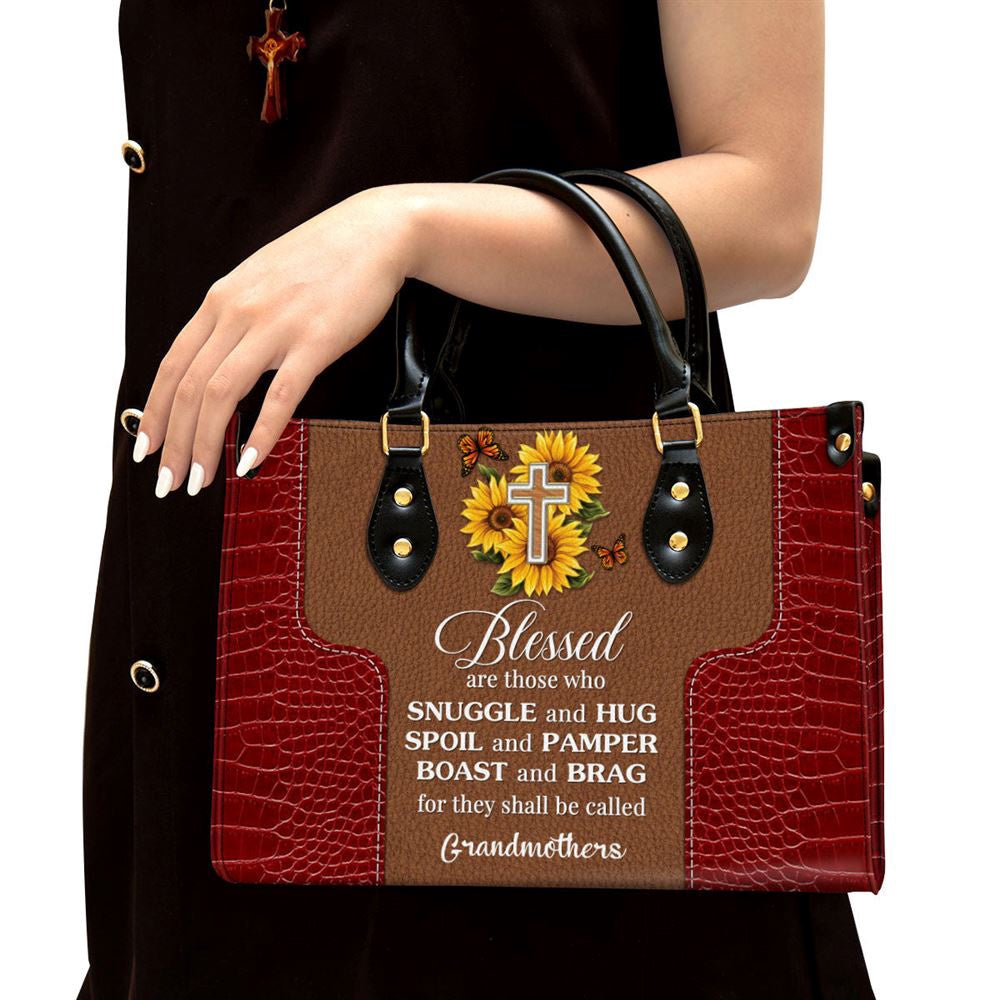 Christian Handbags, Personalized Sunflower Leather Handbag Blessed Are Those Who Spoil And Pamper, Religious Bag, Christian Bag
