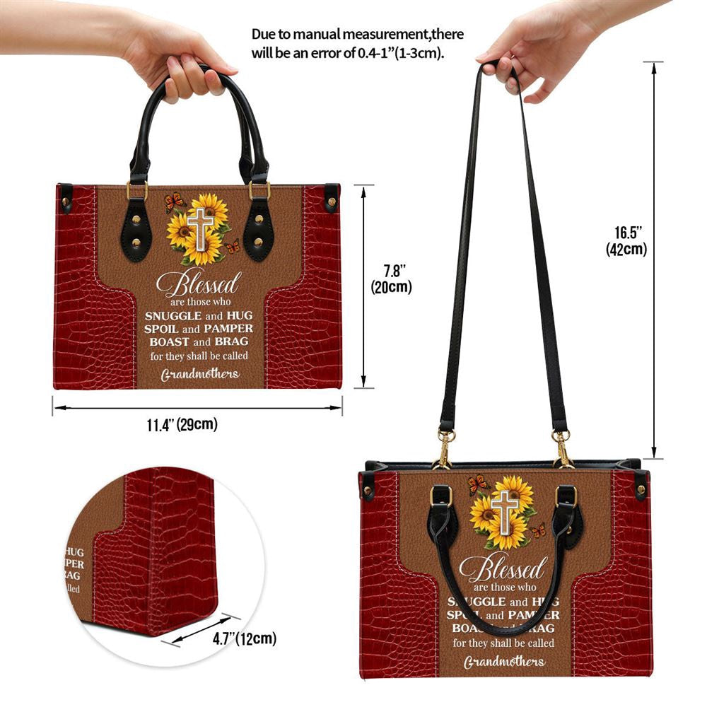 Christian Handbags, Personalized Sunflower Leather Handbag Blessed Are Those Who Spoil And Pamper, Religious Bag, Christian Bag