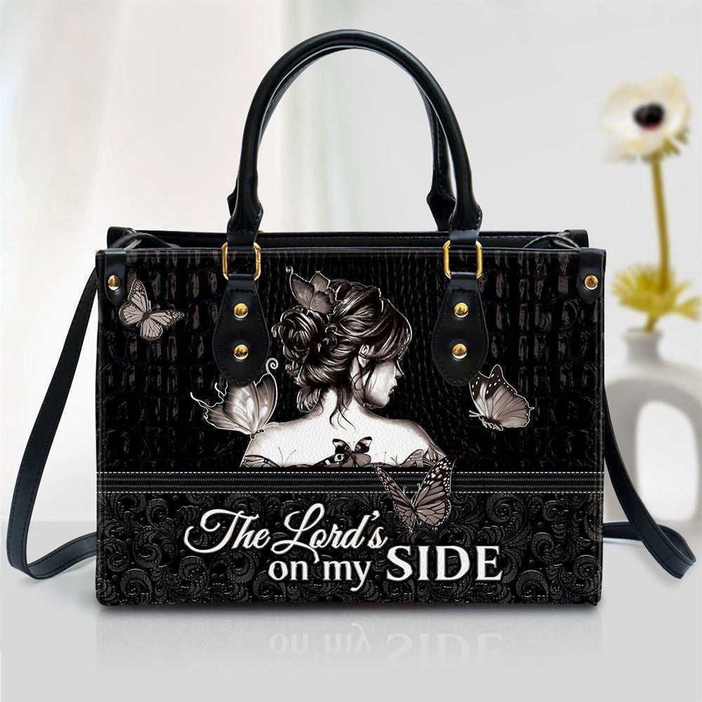 Christian Handbags, Personalized The Lordâ€˜s On My Side Butterfly Leather Handbag, Religious Bag, Christian Bag