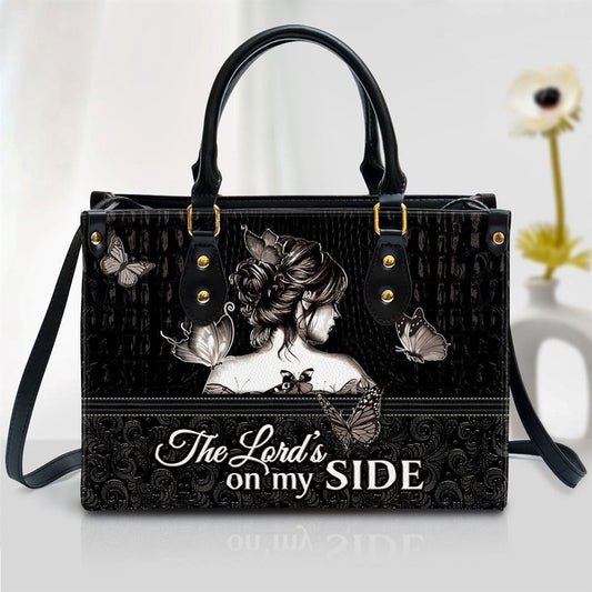 Christian Handbags, Personalized The Lordâ€˜s On My Side Butterfly Leather Handbag, Religious Bag, Christian Bag