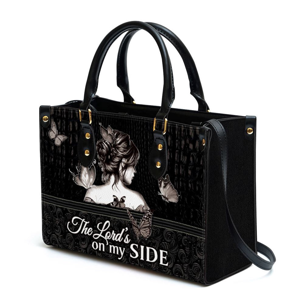 Christian Handbags, Personalized The Lordâ€˜s On My Side Butterfly Leather Handbag, Religious Bag, Christian Bag