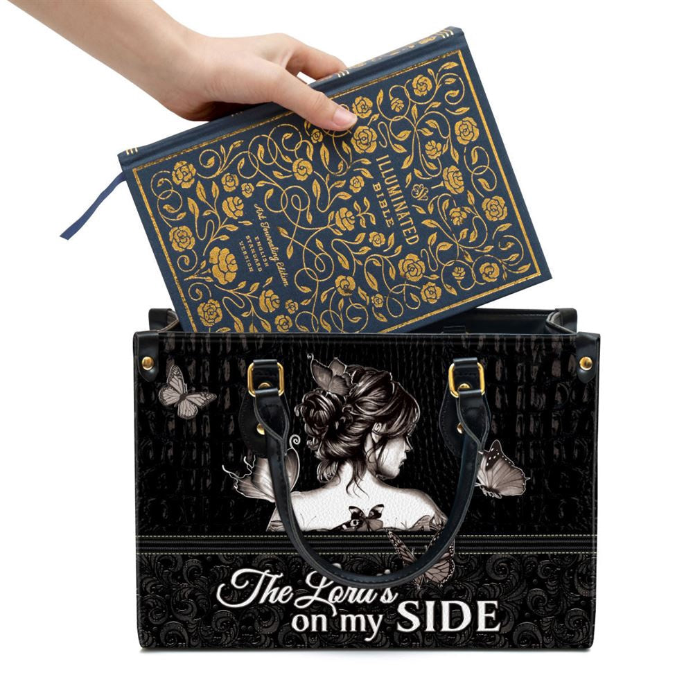 Christian Handbags, Personalized The Lordâ€˜s On My Side Butterfly Leather Handbag, Religious Bag, Christian Bag