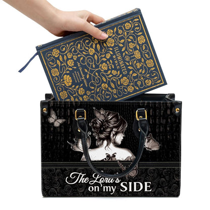 Christian Handbags, Personalized The Lordâ€˜s On My Side Butterfly Leather Handbag, Religious Bag, Christian Bag