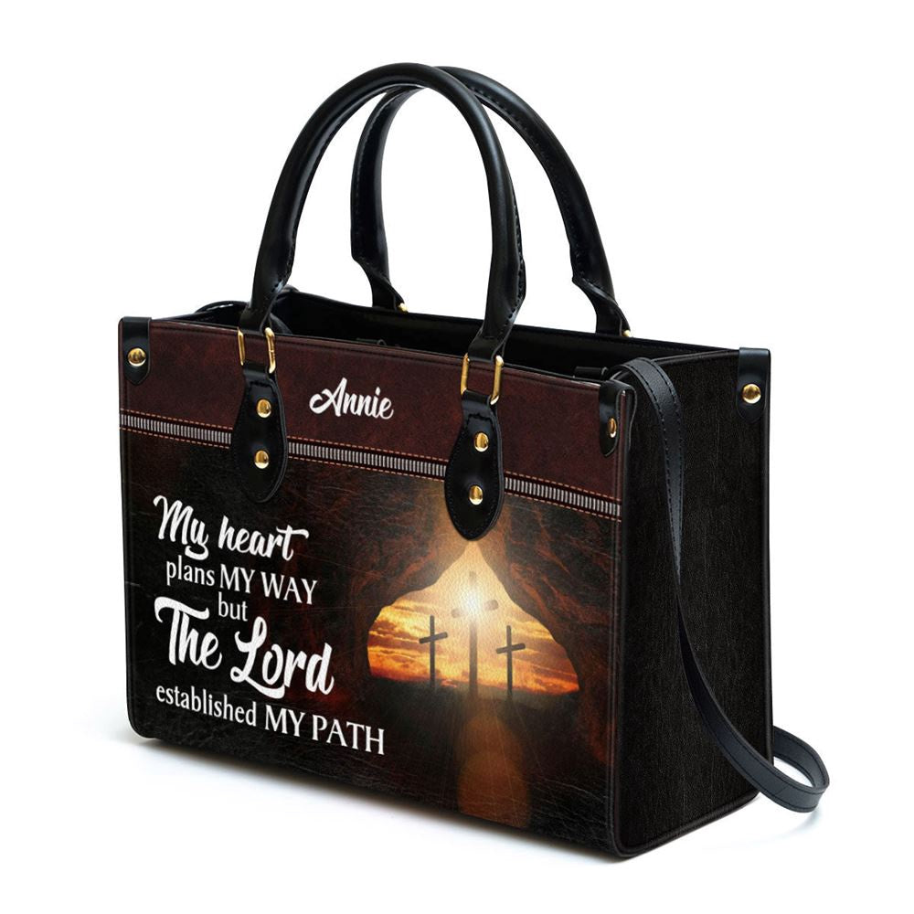 Christian Handbags, Personalized The Lord Established My Path Butterfly Leather Handbag, Religious Bag, Christian Bag