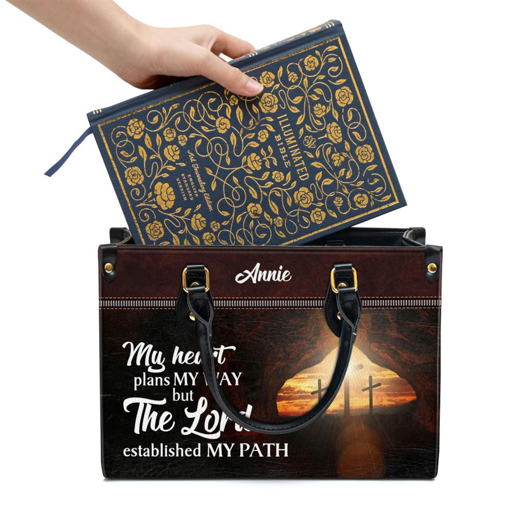 Christian Handbags, Personalized The Lord Established My Path Butterfly Leather Handbag, Religious Bag, Christian Bag
