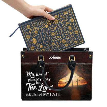 Christian Handbags, Personalized The Lord Established My Path Butterfly Leather Handbag, Religious Bag, Christian Bag