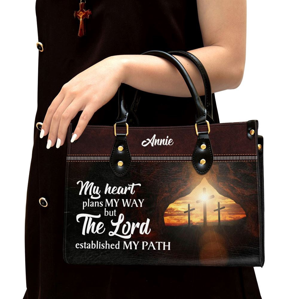 Christian Handbags, Personalized The Lord Established My Path Butterfly Leather Handbag, Religious Bag, Christian Bag