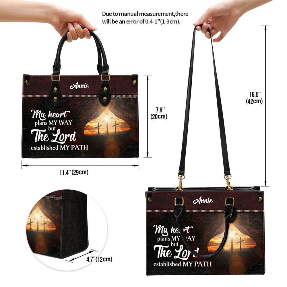 Christian Handbags, Personalized The Lord Established My Path Butterfly Leather Handbag, Religious Bag, Christian Bag