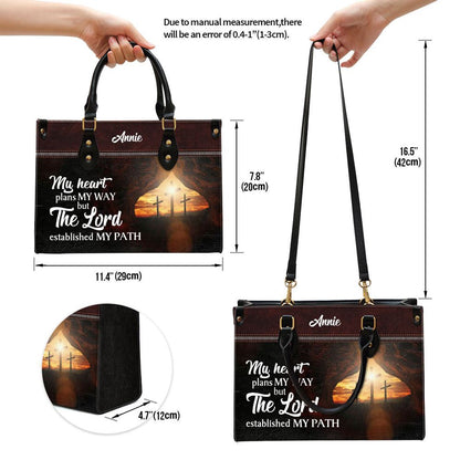 Christian Handbags, Personalized The Lord Established My Path Butterfly Leather Handbag, Religious Bag, Christian Bag