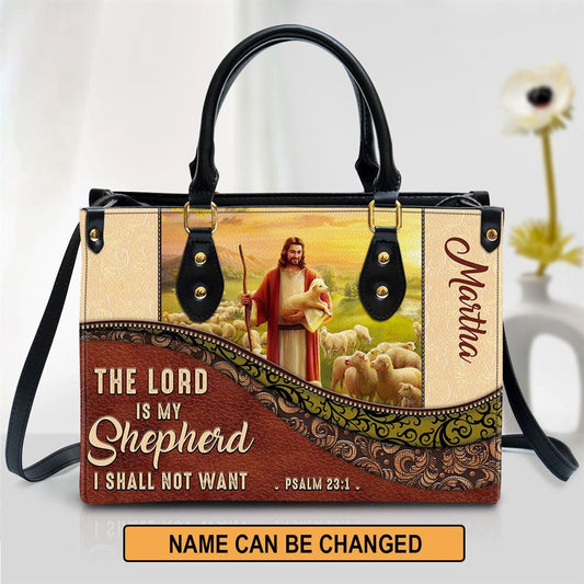 Christian Handbags, Personalized The Lord Is My Shepherd I Shall Not Want Christian Leather Handbag, Religious Bag, Christian Bag