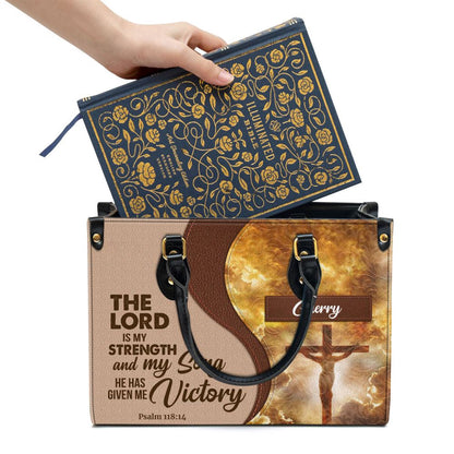 Christian Handbags, Personalized The Lord Is My Strength And My Song Jesus Leather Handbag, Religious Bag, Christian Bag