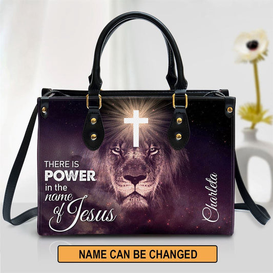 Christian Handbags, Personalized There Is Power In The Name Of Jesus Beautiful Leather Handbag, Religious Bag, Christian Bag