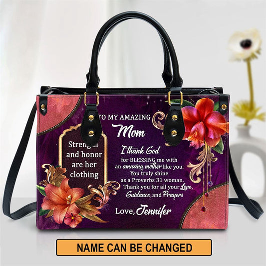 Christian Handbags, Personalized To My Amazing Mom Sweet Leather Handbag, Religious Bag, Christian Bag