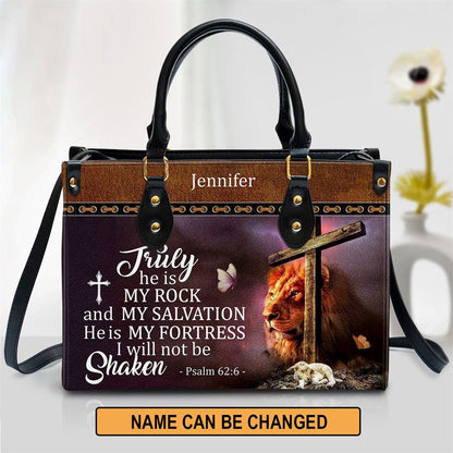 Christian Handbags, Personalized Truly He Is My Rock And My Salvation Leather Handbag, Religious Bag, Christian Bag