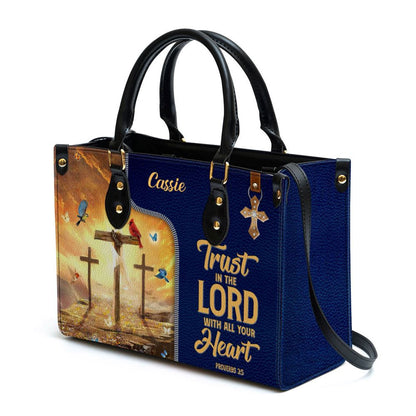 Christian Handbags, Personalized Trust In The Lord With All Your Heart Awesome Leather Handbag, Religious Bag, Christian Bag
