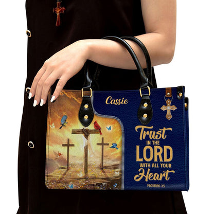 Christian Handbags, Personalized Trust In The Lord With All Your Heart Awesome Leather Handbag, Religious Bag, Christian Bag