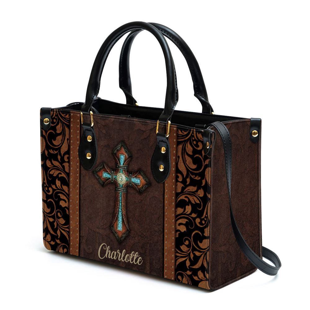Christian Handbags, Personalized Unique Cross Leather Handbag With Handle, Religious Bag, Christian Bag