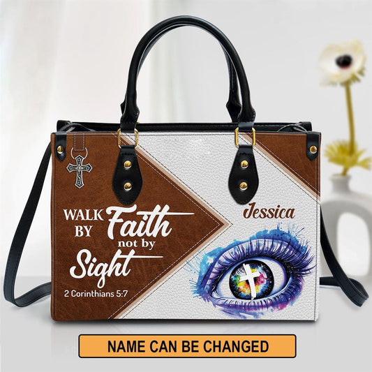 Christian Handbags, Personalized Walk By Faith Not By Sight Leather Handbag, Religious Bag, Christian Bag