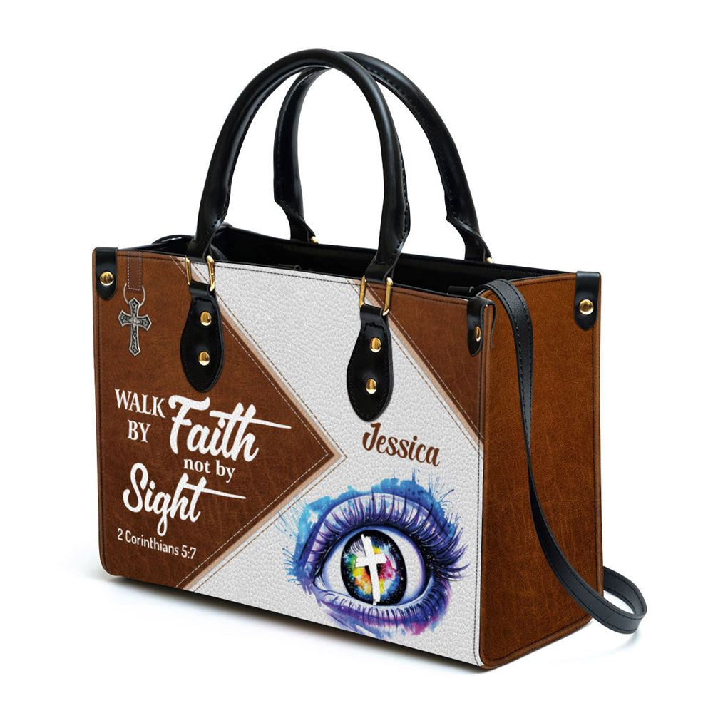Christian Handbags, Personalized Walk By Faith Not By Sight Leather Handbag, Religious Bag, Christian Bag