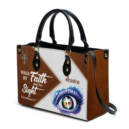 Christian Handbags, Personalized Walk By Faith Not By Sight Leather Handbag, Religious Bag, Christian Bag