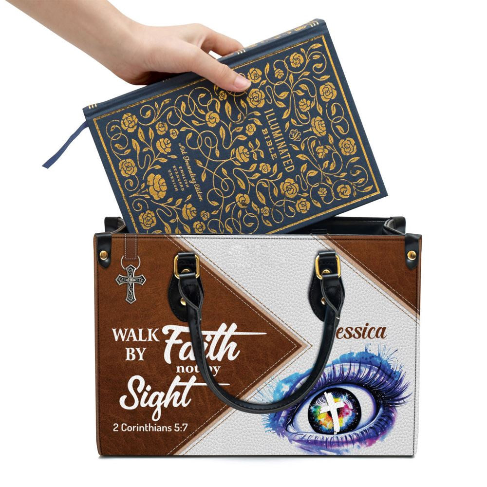 Christian Handbags, Personalized Walk By Faith Not By Sight Leather Handbag, Religious Bag, Christian Bag