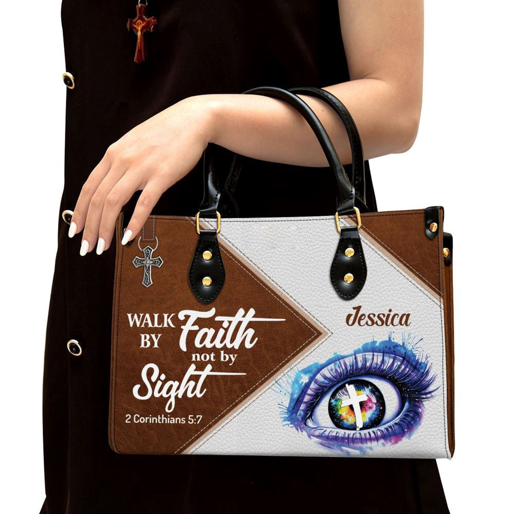 Christian Handbags, Personalized Walk By Faith Not By Sight Leather Handbag, Religious Bag, Christian Bag