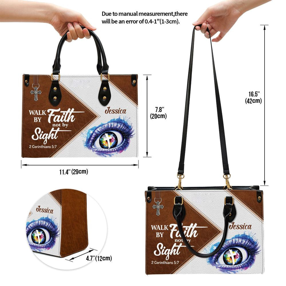 Christian Handbags, Personalized Walk By Faith Not By Sight Leather Handbag, Religious Bag, Christian Bag