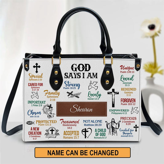 Christian Handbags, Personalized What God Says About You Leather Handbag, Religious Bag, Christian Bag
