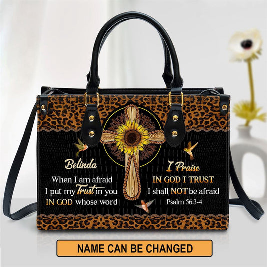Christian Handbags, Personalized When I Am Afraid I Put My Trust In You Leather Handbag, Religious Bag, Christian Bag