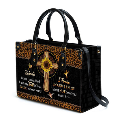 Christian Handbags, Personalized When I Am Afraid I Put My Trust In You Leather Handbag, Religious Bag, Christian Bag