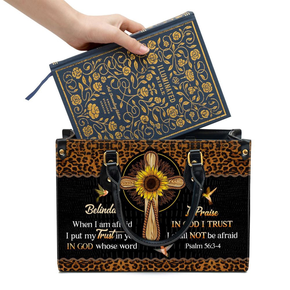 Christian Handbags, Personalized When I Am Afraid I Put My Trust In You Leather Handbag, Religious Bag, Christian Bag