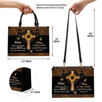 Christian Handbags, Personalized When I Am Afraid I Put My Trust In You Leather Handbag, Religious Bag, Christian Bag