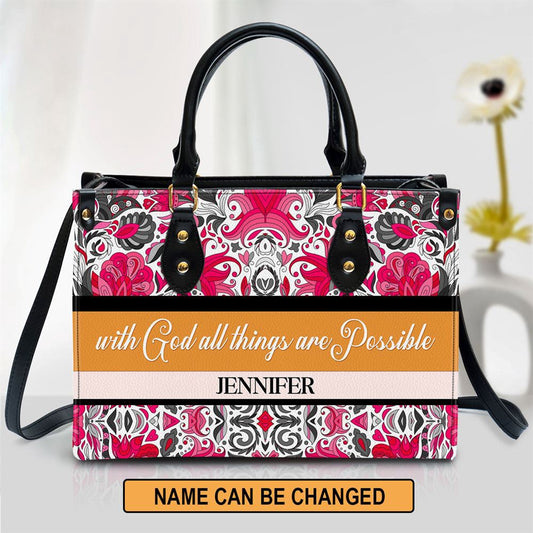 Christian Handbags, Personalized With God All Things Are Possible Leather Handbag, Religious Bag, Christian Bag