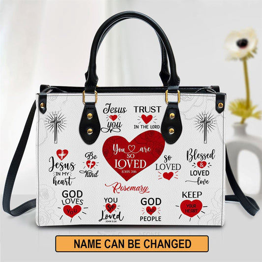 Christian Handbags, Personalized You Are So Loved Leather Handbag, Romantic Leather Handbag For Christian Women, Religious Bag, Christian Bag