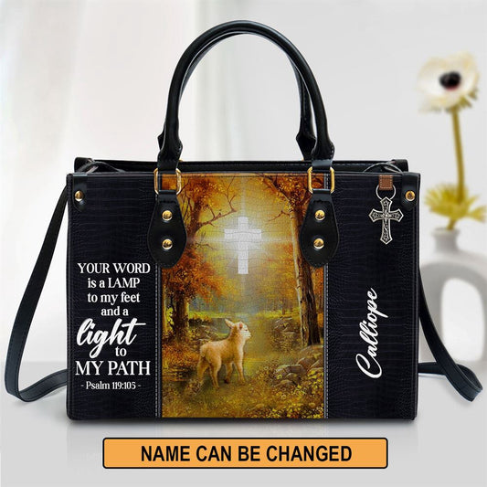 Christian Handbags, Personalized Your Word Is A Lamp To My Feet And A Light To My Path Leather Handbag, Religious Bag, Christian Bag